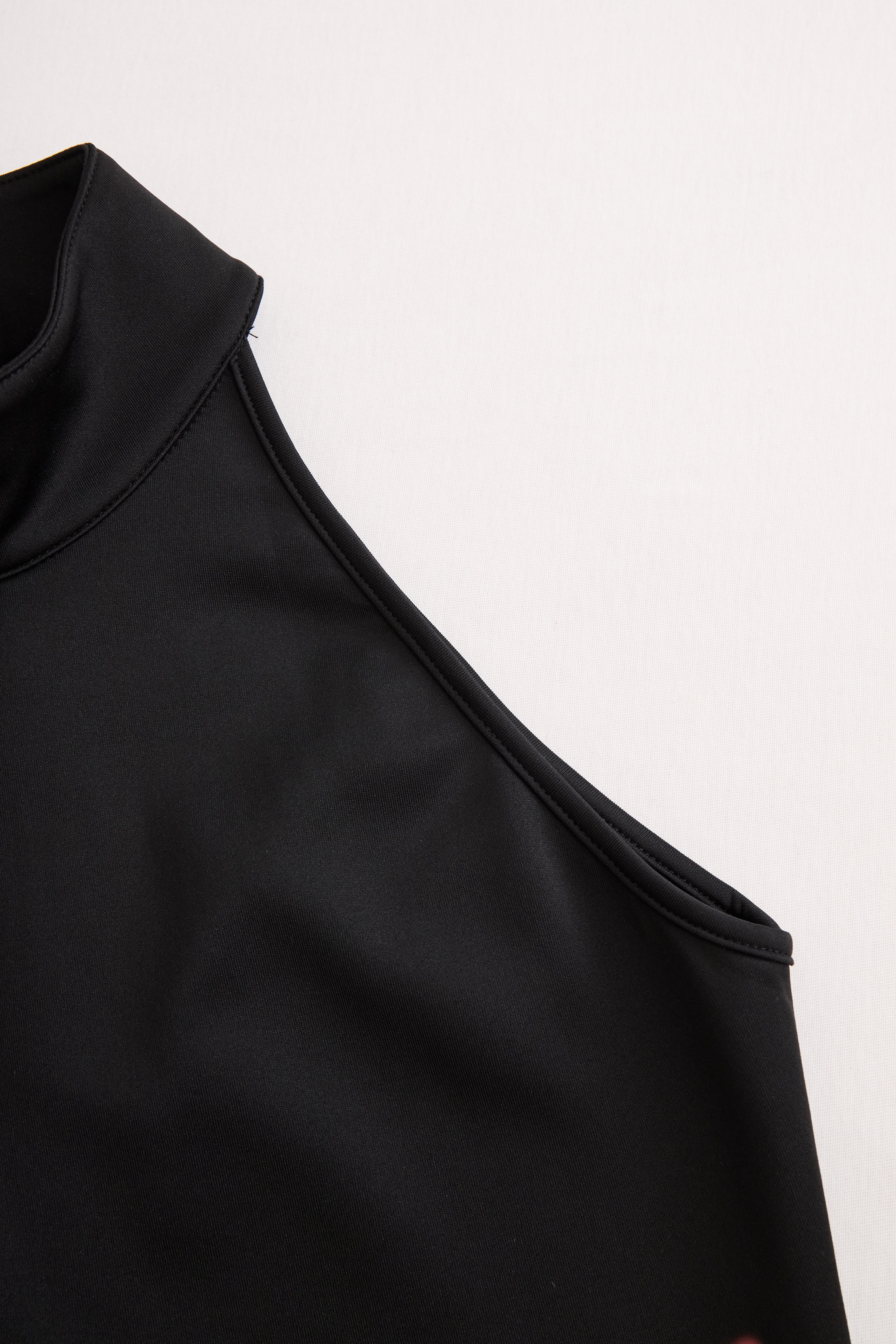 Elegant Black and White High Neck Midi Dress