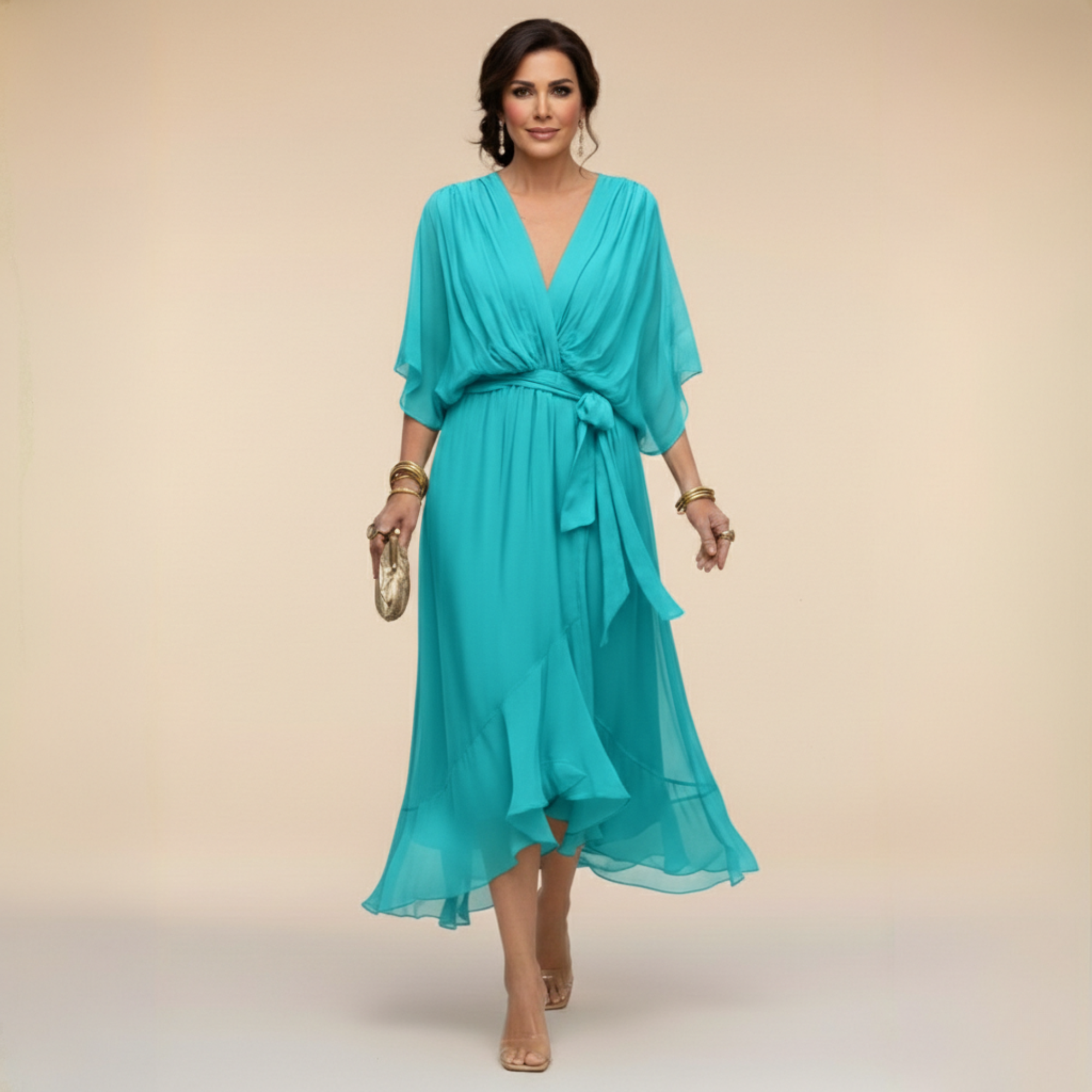 Monica - Chiffon Dress with V-Neck